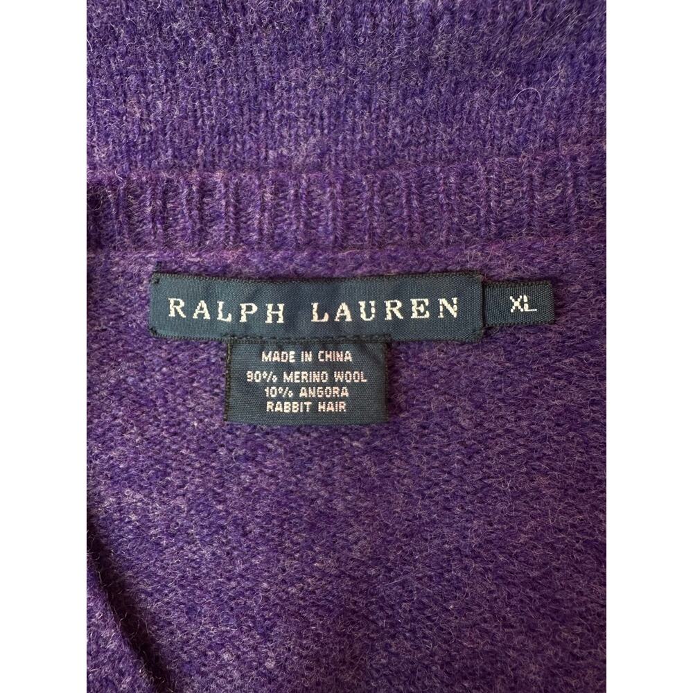 Ralph Lauren XL Purple Marbled Wool/Angora Blend Button Front Cardigan Sweater - Picture 8 of 8